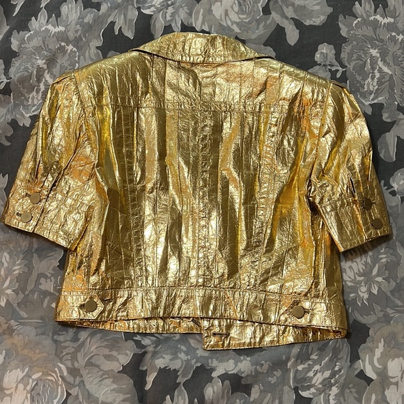 Rare Dolce & Gabbana Gold Leather Jacket Size 46 - Picture 6 of 14